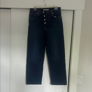 Levi's Blue Ankle Cropped Jeans with High-Rise Waist